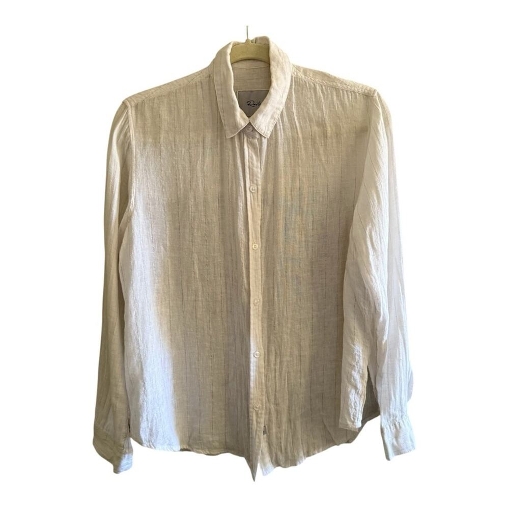 Rails Sydney Lagos Stripe Linen Button Blouse Size XS